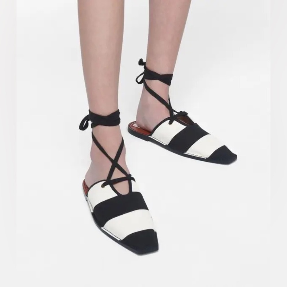Zimmermann Flat Sandals Black & White